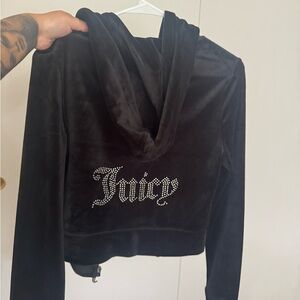 Juicy Couture Black Velour Set with Rhinestone Logo
